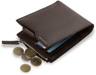 Horizontální pánská funkční peněženka, módní design hnědá - 5