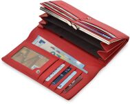 Klasická prostorná dámská peněženka Cavaldi velká elegantní peněženka na klip - červená - 5