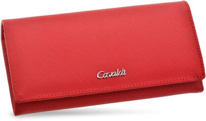Klasická prostorná dámská peněženka Cavaldi velká elegantní peněženka na klip - červená