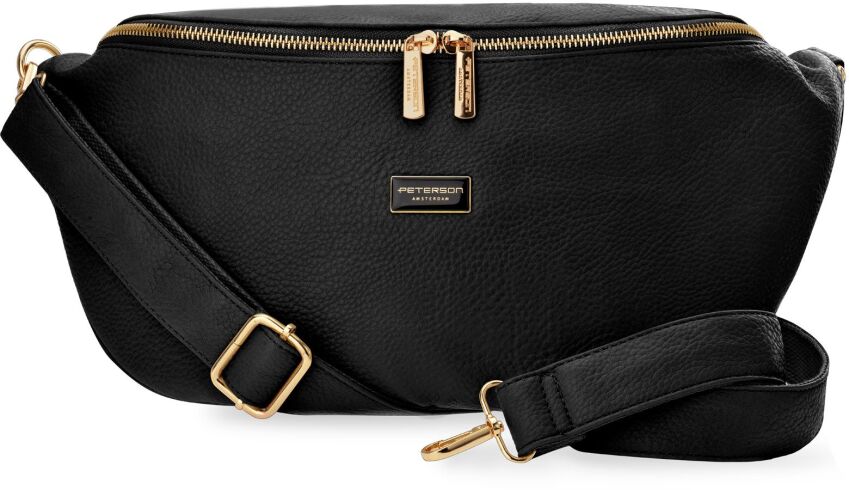 Velká dámská ledvinka prostorná elegantní klasická crossbody - černá