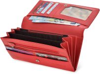 Klasická velká dámská peněženka Cavaldi prostorná harmonika se zipem - červená - 4