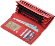 Klasická velká dámská peněženka Cavaldi prostorná harmonika se zipem - červená - 5