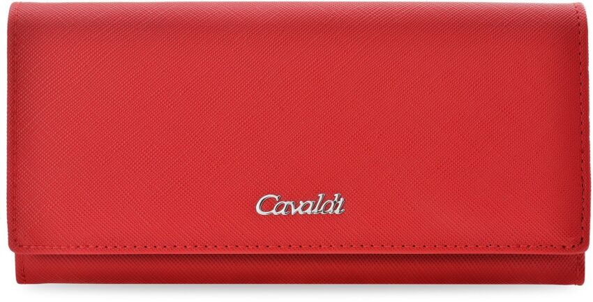 Klasická velká dámská peněženka Cavaldi prostorná harmonika se zipem - červená