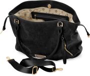 Taška vak volná kabelka semišová měkká shopperka na rameno - černá - 2