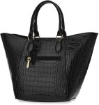 Lakovaná dámská kabelka monnari velký trapézový kufřík shopper s reliéfním vzorem kůže croco - černá - 3