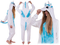 Pyžamo kigurumi jednodílný kostým s kapucí – bílo-modrý pegas  - 4