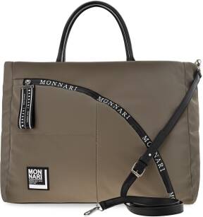 Monnari velká prostorná kabelka dámská měkká nepromokavá sportovní taška cestovní víkendová taška s logem - šedá