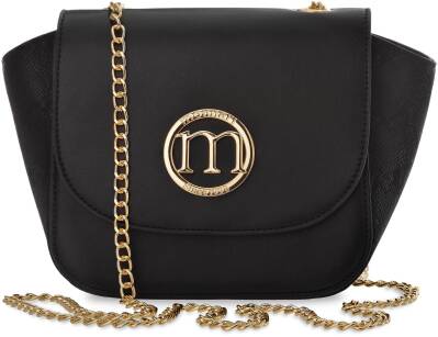 MONNARI elegantní malá dámská kabelka klasická pevná kabelka s řetízkem a koženým vzorem s vyraženým logem - černá