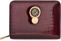 Monnari malá peněženka s koženým vzorem na zip, lakovaná peněženka - burgundová - 5