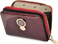Monnari malá peněženka s koženým vzorem na zip, lakovaná peněženka - burgundová - 3