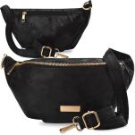 Elegantní dámská ledvinka semišová klasická crossbody taška - černá - 4