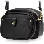 Pošťácká taška 2v1 malá a velká kožená na rameno s kapsami a popruhem - černá - 5