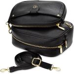 Pošťácká taška 2v1 malá a velká kožená na rameno s kapsami a popruhem - černá - 4