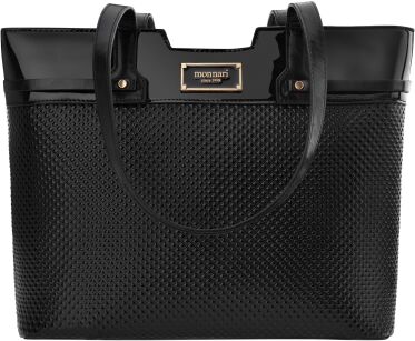 Monnari taška se zdobením kabelka shopper velká pevná aktovka - černá