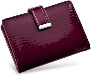 Elegantní pouzdro na vizitky z lakované kůže - vínové - 2