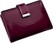 Elegantní pouzdro na karty a vizitky lakovaná kůže - vínové - 4