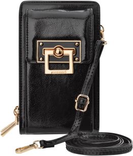 Dámská kabelka na mobil Monnari 2 komory 2v1 crossbody peněženka pouzdro lakovaná - Černá