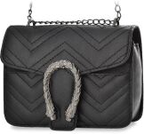 Elegantní pikovaná dámská kabelka na řetízku pikovaná kabelka listonoška kufřík s originálním zapínáním na sponu - černá - 2