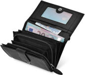 Prostorná kožená dámská peněženka na zip s velkou měkkou peněženkou z pravé kůže s rfid zabezpečením - černá - 4