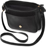 Klasická dámská crossbody kabelka s klopou a kapsami přes rameno – hnědá - 16