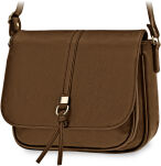 Klasická dámská crossbody kabelka s klopou a kapsami přes rameno – hnědá - 11