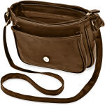 Klasická dámská crossbody kabelka s klopou a kapsami přes rameno – hnědá - 15