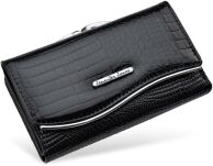 Lakovaná dámská peněženka kožená na patent - černá - 2