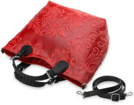 Jedinečná dámská kabelka z přírodní kůže s ražením šedý - 4