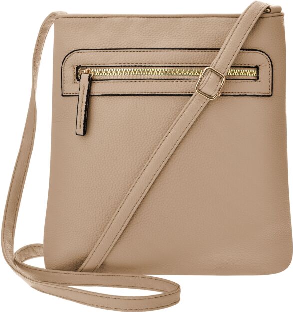 Elegantní dámská crossbody pošťácká kabelka s kapsami, klasická malá přes rameno - béžová