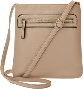 Elegantní dámská crossbody pošťácká kabelka s kapsami, klasická malá přes rameno - béžová