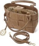 Monnari malá semišová dámská kabelka pletená peněženka listonoška s logem a kroužkem na klíče nubuk - béžová - 3