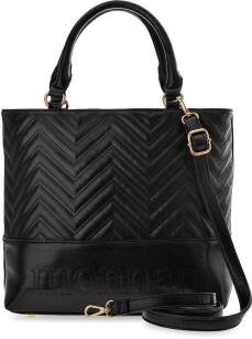 Značková dámská kabelka monnari klasická taška s prošívaným vzorem shopperka s velkým logem - černá