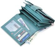 Jennifer jones prostorná dámská peněženka jennifer jones na zip peněženka mramorovaná přírodní kůže - tyrkysová - 4