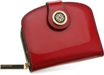 Monnari malá dámská peněženka elegantní lakovaná třídílná peněženka podkova se zipem a kapsami na patentky - červená - 2