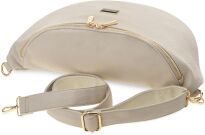 Velká dámská ledvinka prostorná elegantní klasická crossbody - béžová - 4