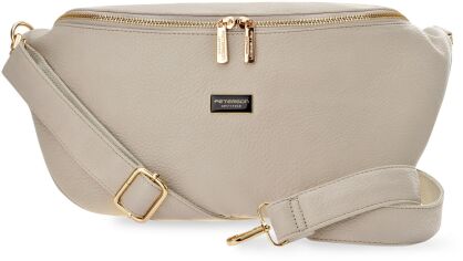 Velká dámská ledvinka prostorná elegantní klasická crossbody - béžová