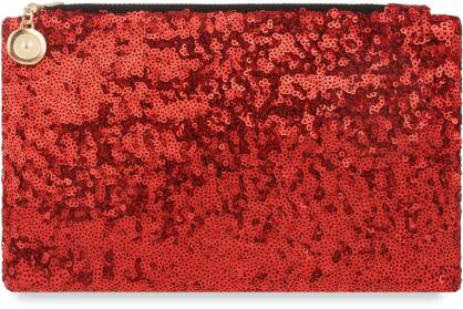 Dámská kabelka psaníčko s flitry měkká lesklá - červená