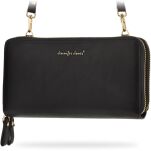 Dámská mini kabelka prostorná velká peněženka s popruhem klasické psaníčko pouzdro na telefon horizontální malá listonoška - černá - 4