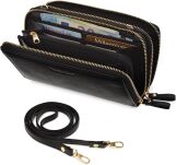 Dámská mini kabelka prostorná velká peněženka s popruhem klasické psaníčko pouzdro na telefon horizontální malá listonoška - černá - 3