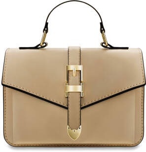 Elegantní kufřík tuhá dámská kabelka klasická kurýrní taška s klopou - béžová