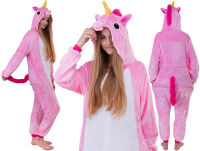 Pyžamo kigurumi jednodílný kostým s kapucí – růžový jednorožec  - 4