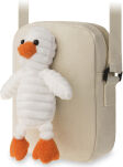 Lehká dětská listonoška taška plátěná kabelka s plyšovou kačenkou - béžová - 2