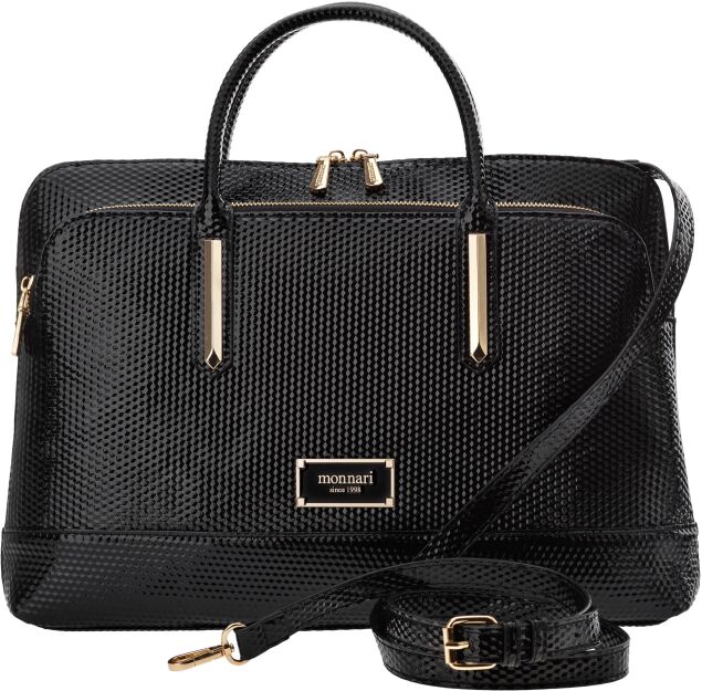 Monnari lakovaná dámská kabelka na notebook elegantní aktovka kancelářská taška - černá