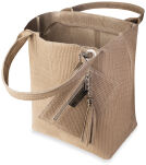 Italská kožená dámska kabelka velká protkaná taška shopper semiš přivěška boho - béžová - 4