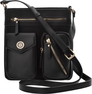 Monnari taška s kapsami listonoška eko nubuk semiš matná - černá