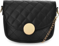 Dámská prošívaná crossbody kabelka s půlkulatou klopou – černá - 4