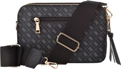 Dámská kabelka crossbody monogram logo elegantní přes rameno s nastavitelným popruhem - černá