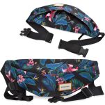 Rovicky sportovní ledvinka na širokém popruhu bederní taška prostorná s kapsami barevný tropický vzor - černá - 4