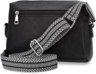 Dámská kabelka na rameno s crossbody popruhem, ekologická kůže - černá - 5