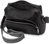 Dámská kabelka na rameno s crossbody popruhem, ekologická kůže - černá - 4